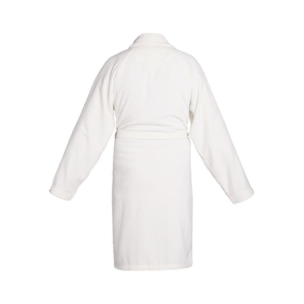 Uni - Peignoir Avec Col Châle En Coton Velours - Blanc