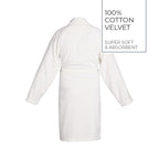 Uni - Peignoir Avec Col Châle En Coton Velours - Blanc