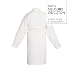 Uni - Peignoir Avec Col Châle En Coton Velours - Blanc