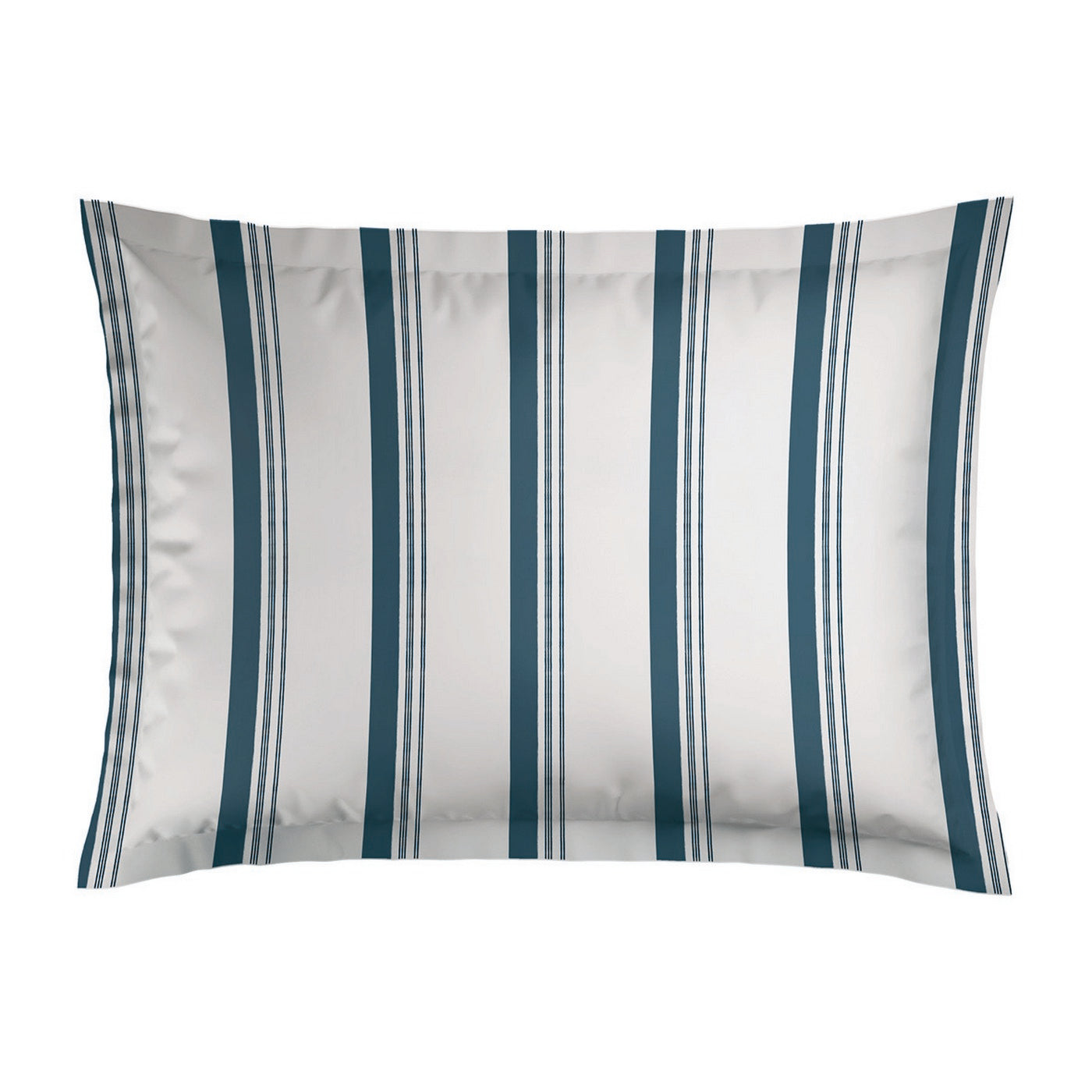 Mateo - Taie D'Oreiller - Satin De Coton - Blanc / Bleu