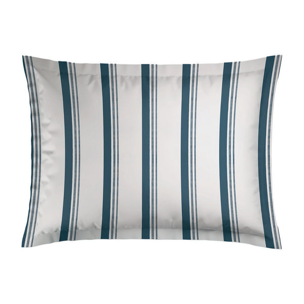 Mateo - Taie D'Oreiller - Satin De Coton - Blanc / Bleu