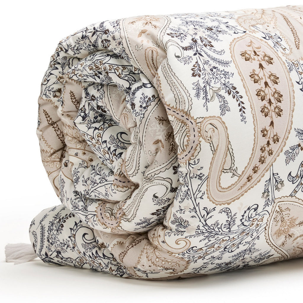 Palais Oriental - Édredon Avec Glands - Satin De Coton - Taupe
