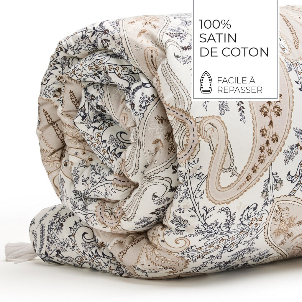 Palais Oriental - Édredon Avec Glands - Satin De Coton - Taupe