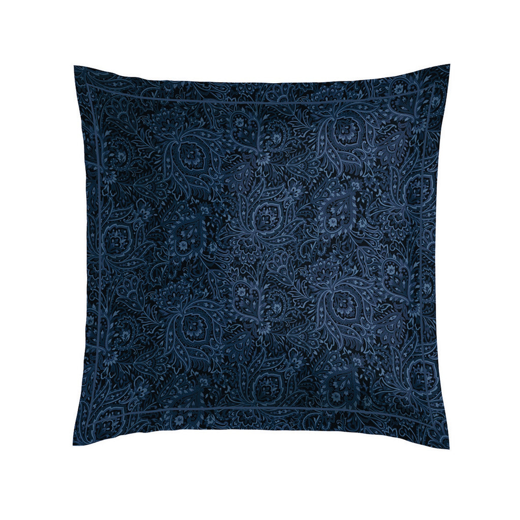Eclipse Fleuri - Taie D'Oreiller - Satin De Coton - Bleu