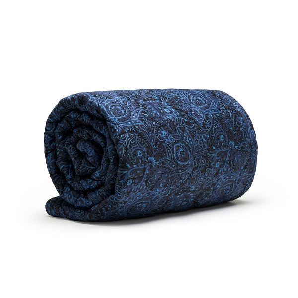 Eclipse Fleuri - Couvre-Lit - Satin De Coton - Bleu