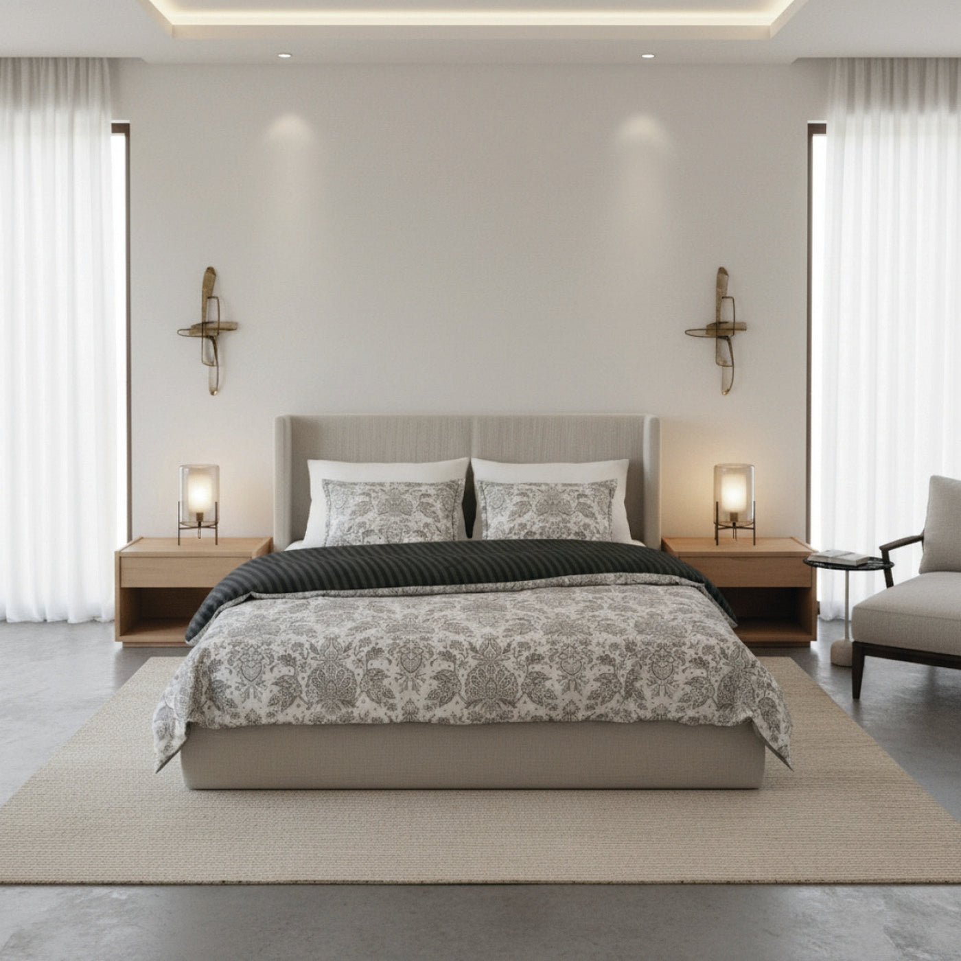 Élégance Persane - Taie D'Oreiller - Satin De Coton - Beige