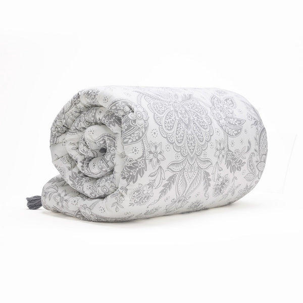 Élégance Persane - Édredon Avec Glands - Satin De Coton - Beige