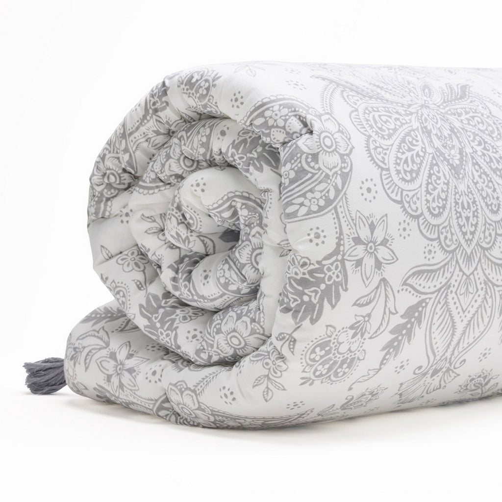 Élégance Persane - Édredon Avec Glands - Satin De Coton - Beige
