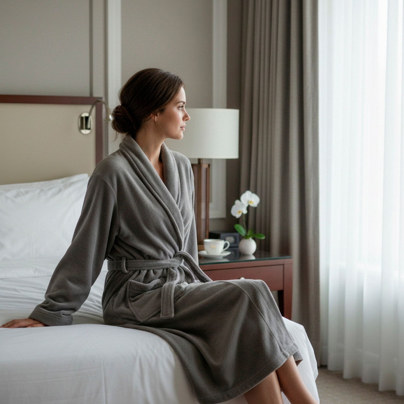 Robe De Chambre Polyester - Gris