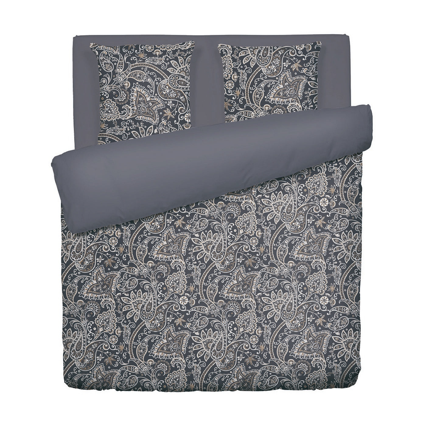 Buta - Housse De Couette + 1 Ou 2 Taie(S) D'Oreiller - Satin De Coton - Gris / Taupe