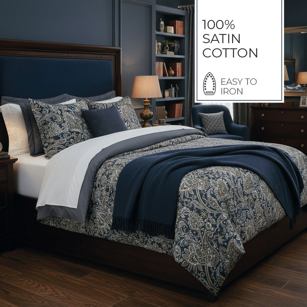 Buta - Housse De Couette + 1 Ou 2 Taie(S) D'Oreiller - Satin De Coton - Gris / Taupe