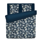 Bleu Baroque - Housse De Couette + 1 Ou 2 Taie(S) D'Oreiller - Satin De Coton - Bleu Foncé