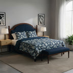 Bleu Baroque - Housse De Couette + 1 Ou 2 Taie(S) D'Oreiller - Satin De Coton - Bleu Foncé