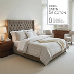 Aurélie - Housse De Couette + 1 Ou 2 Taie(S) D'Oreiller - Satin De Coton - Taupe