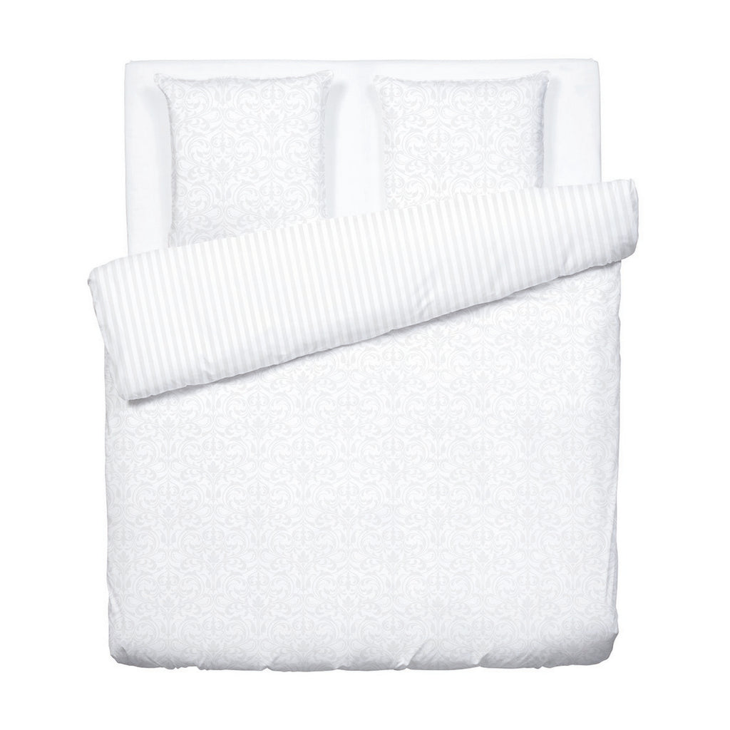Dentelle Royale - Housse De Couette + 1 Ou 2 Taie(S) D'Oreiller - Satin De Coton Tissé Jacquard - Blanc