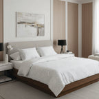 Dentelle Royale - Housse De Couette + 1 Ou 2 Taie(S) D'Oreiller - Satin De Coton Tissé Jacquard - Blanc