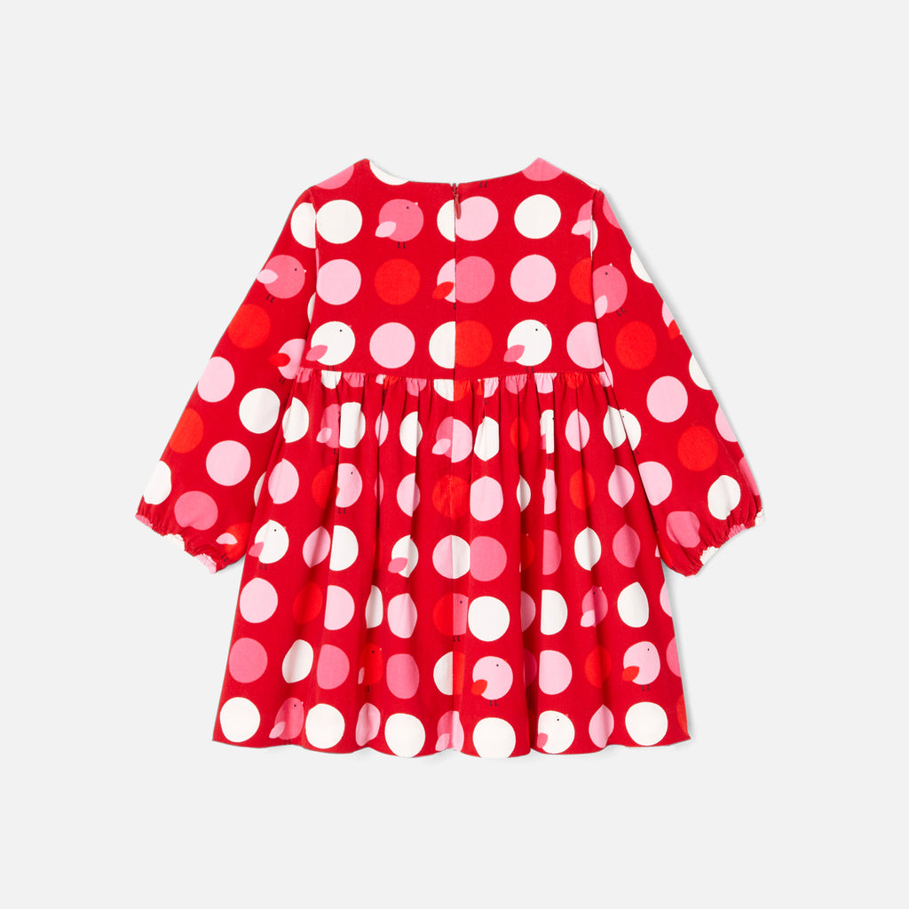 Robe Avec Manches - Rouge/Multico - Fille