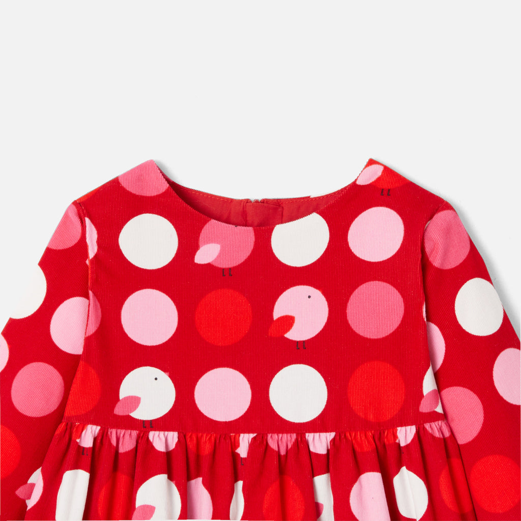 Robe Avec Manches - Rouge/Multico - Fille