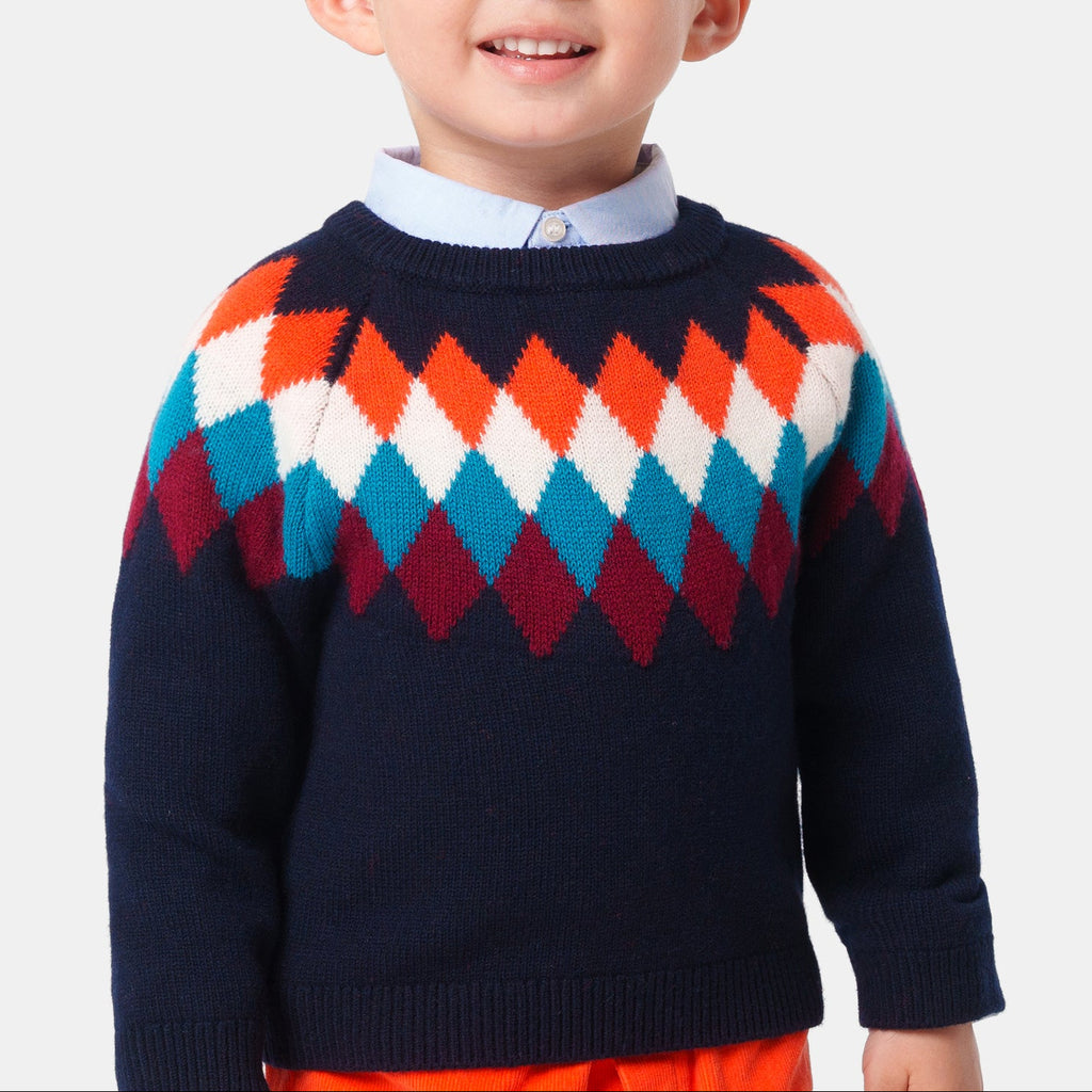 Pull Avec Manches - Marine/Multico - Garçon
