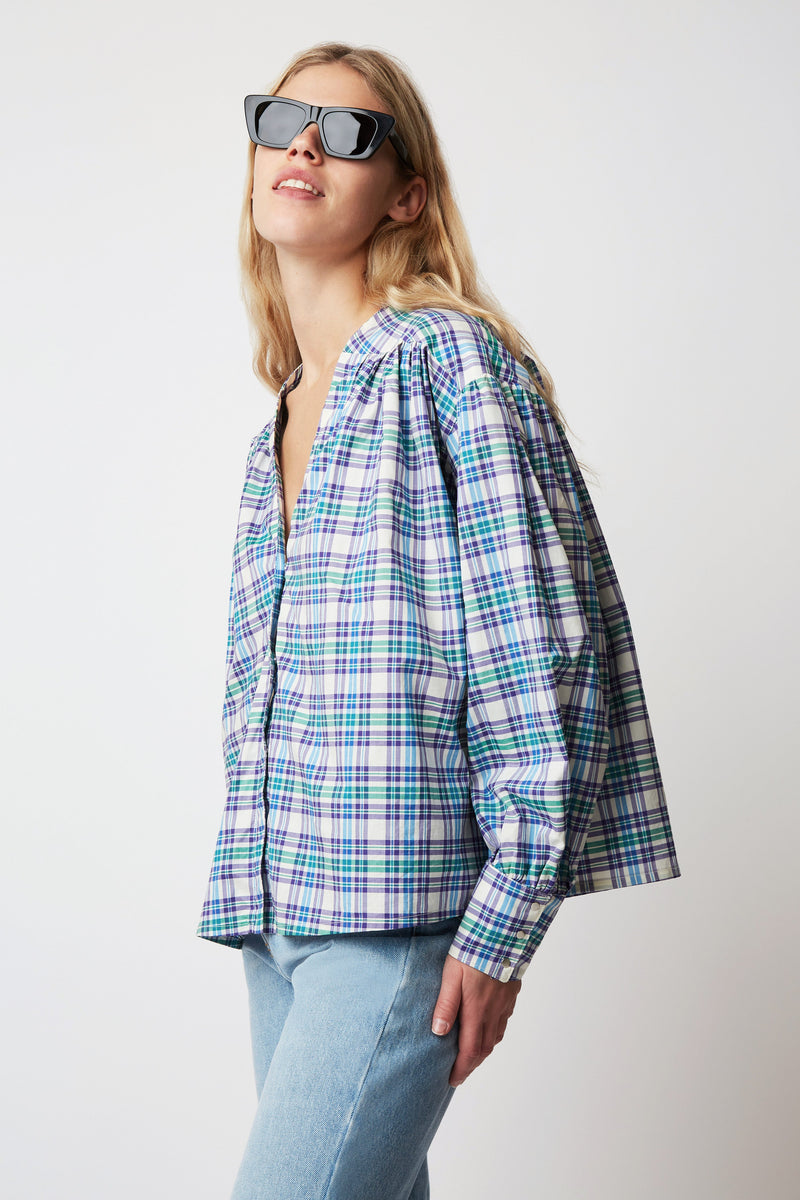 JIM WESTERN BLUE BLOUSE