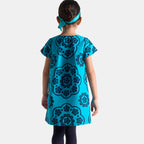 Robe Avec Manches - Bleu Turquoise - Fille