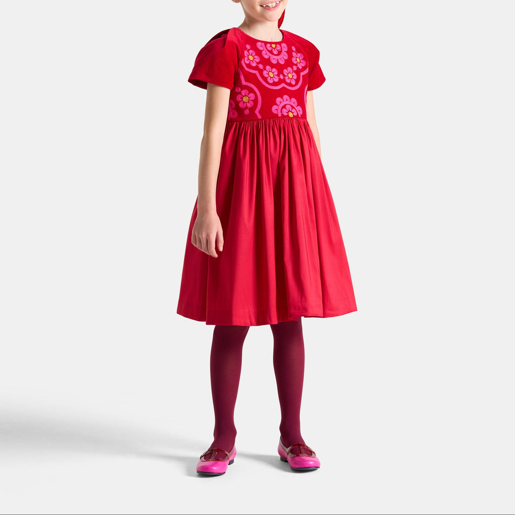 Robe Avec Manches - Rouge - Fille