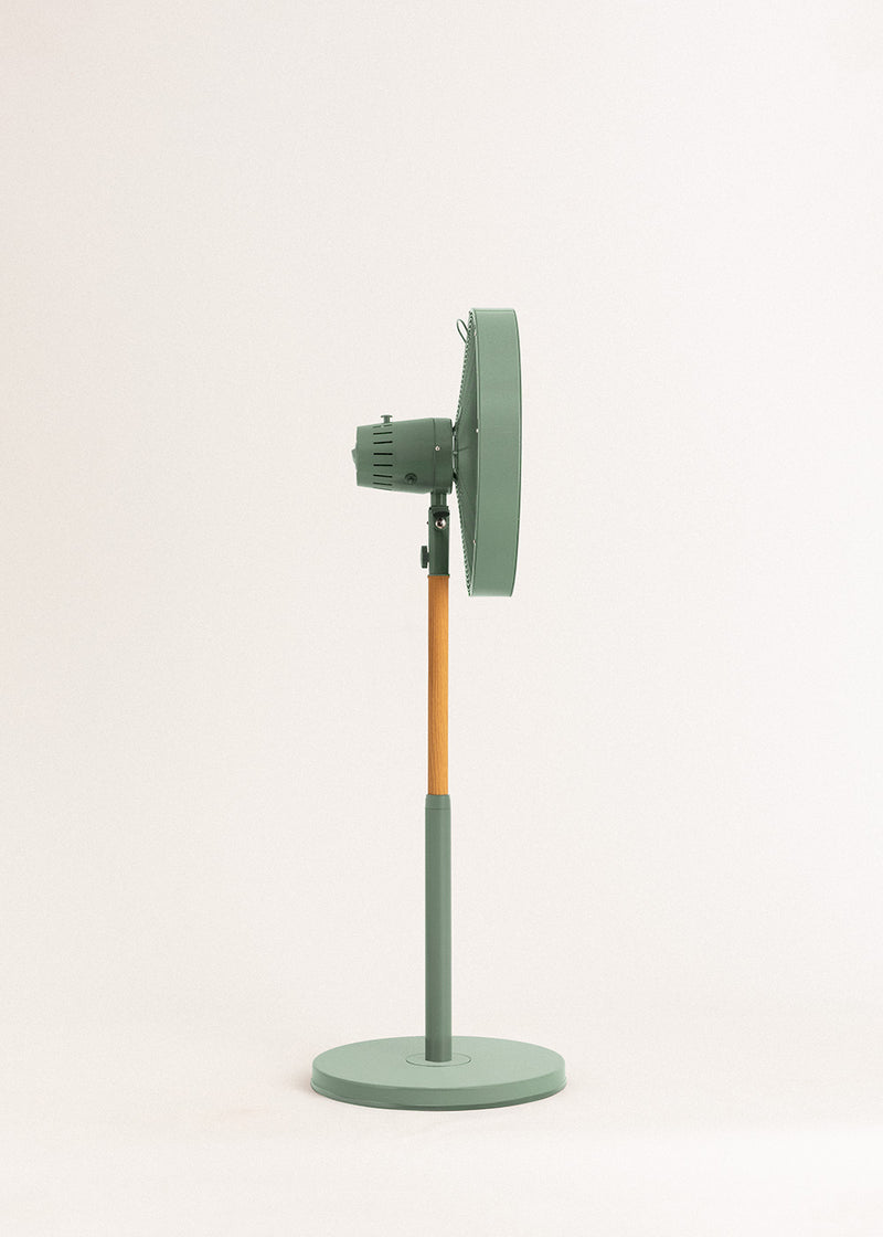 Air Stand Wood - Ventilateur Sur Pied Réglable Oscillant De Style Rétro 50 W - Hauteur Réglable - Vert Sauge