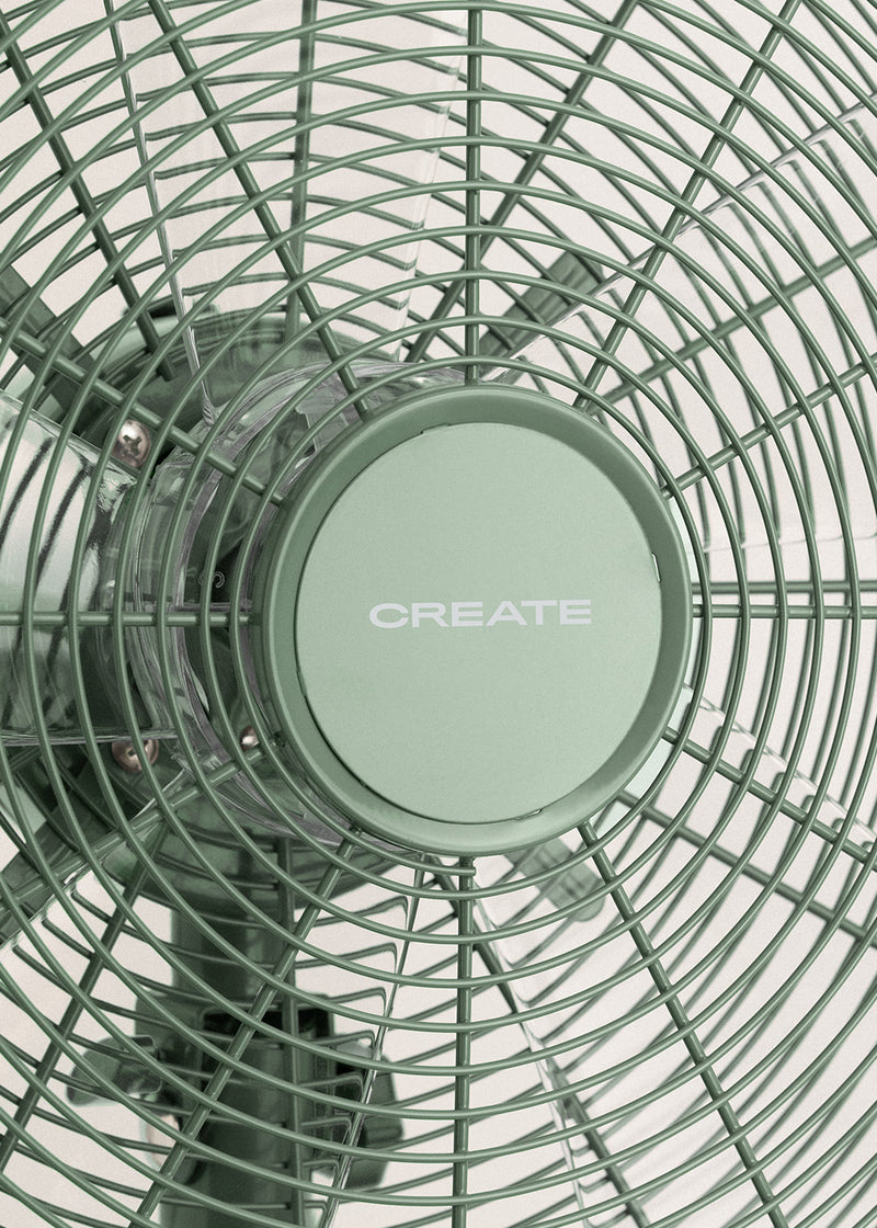 Air Stand Wood - Ventilateur Sur Pied Réglable Oscillant De Style Rétro 50 W - Hauteur Réglable - Vert Sauge