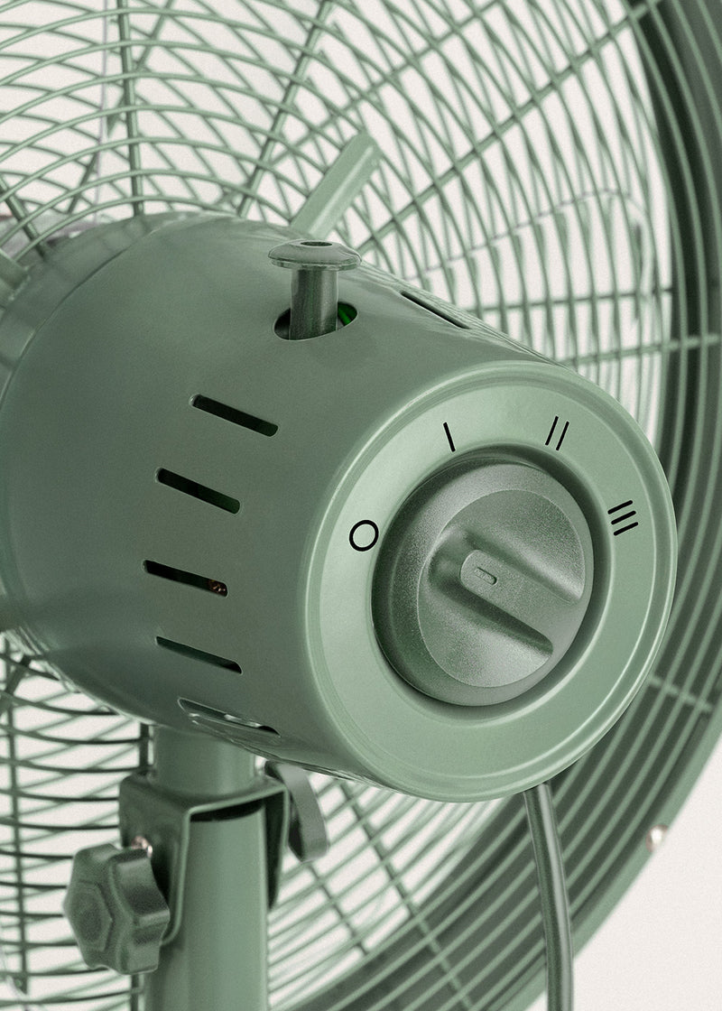 Air Stand Wood - Ventilateur Sur Pied Réglable Oscillant De Style Rétro 50 W - Hauteur Réglable - Vert Sauge