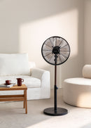 Air Stand Wood - Retro Style Oscillating Adjustable Pedestal Fan 50W - Adjustable Height - Black