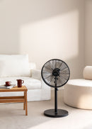 Air Stand Wood - Retro Style Oscillating Adjustable Pedestal Fan 50W - Adjustable Height - Black