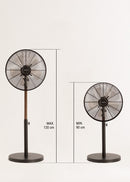 Air Stand Wood - Retro Style Oscillating Adjustable Pedestal Fan 50W - Adjustable Height - Black
