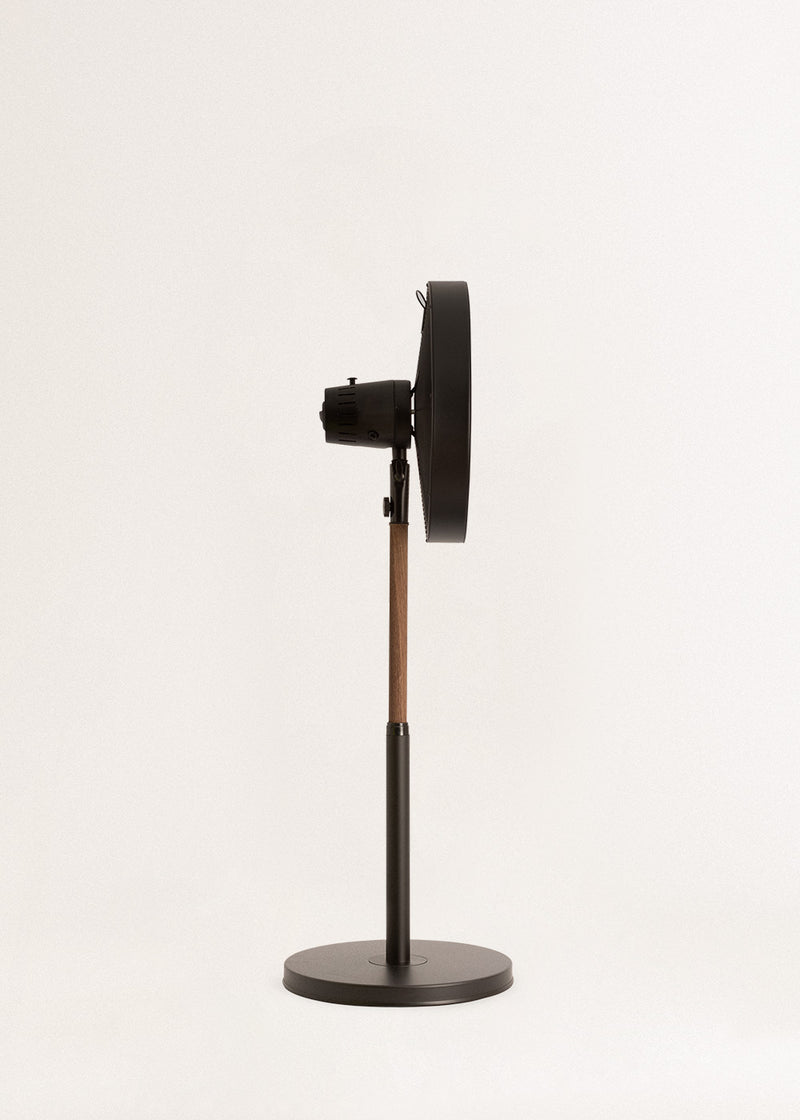 Air Stand Wood - Retro Style Oscillating Adjustable Pedestal Fan 50W - Adjustable Height - Black