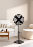 Air Stand Easy - Ventilador de pedestal ajustable oscilante de 50 W - Negro