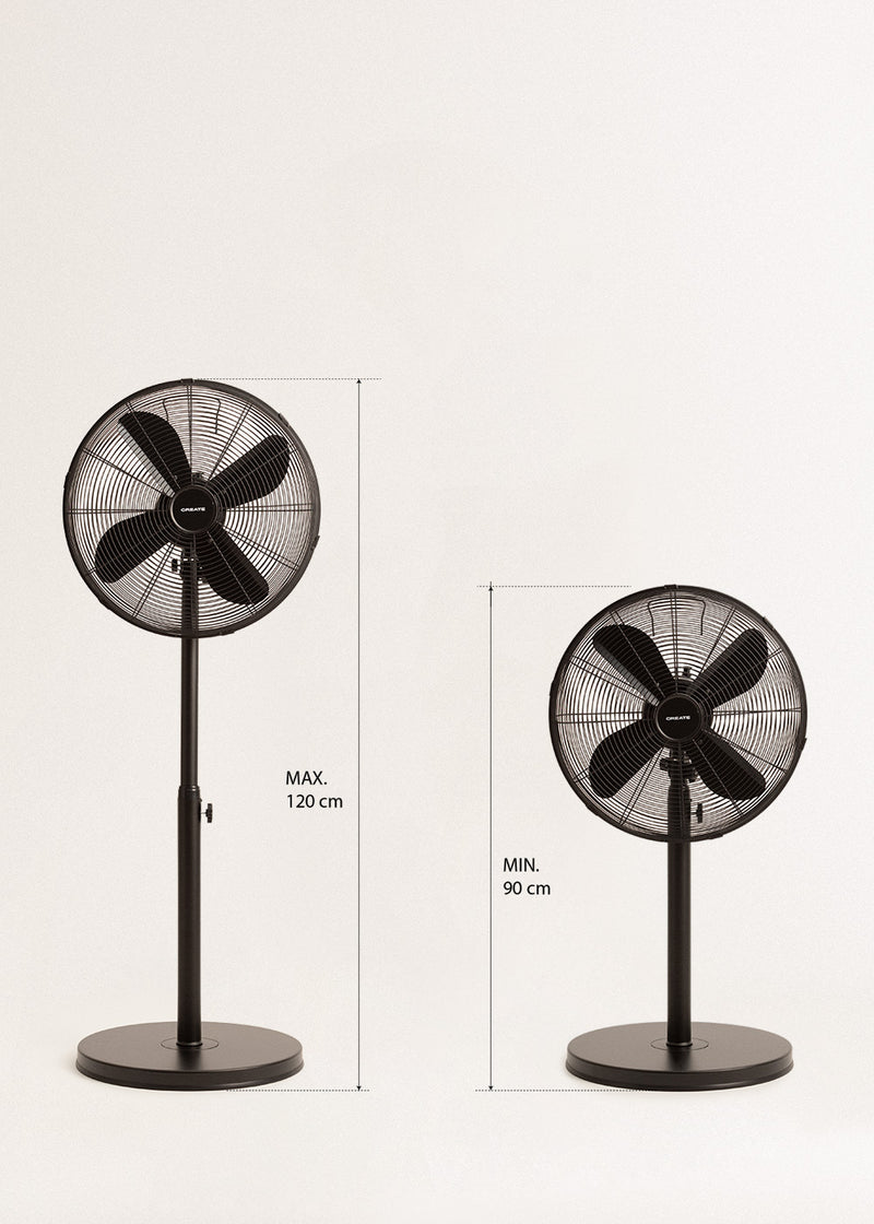Air Stand Easy - Ventilador de pedestal ajustable oscilante de 50 W - Negro