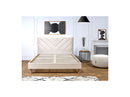 Lit Avec Lattes Massives Tissu Velours - Romane - Beige