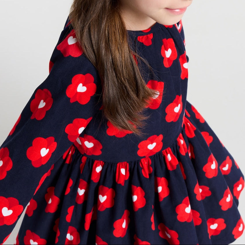 Robe Avec Manches - Marine/Multico - Fille