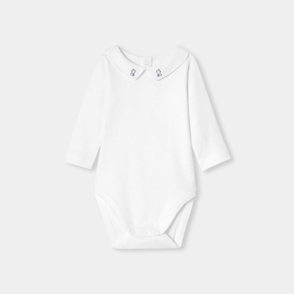 Eleganckie body z długim rękawem - Biały - Chłopiec