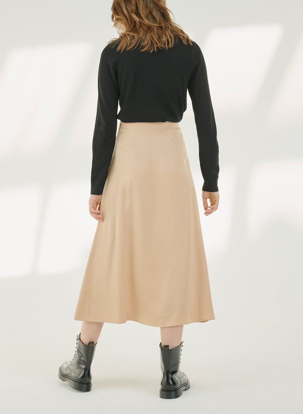 Maison Standards - Falda larga de satén - Crudo - Mujer