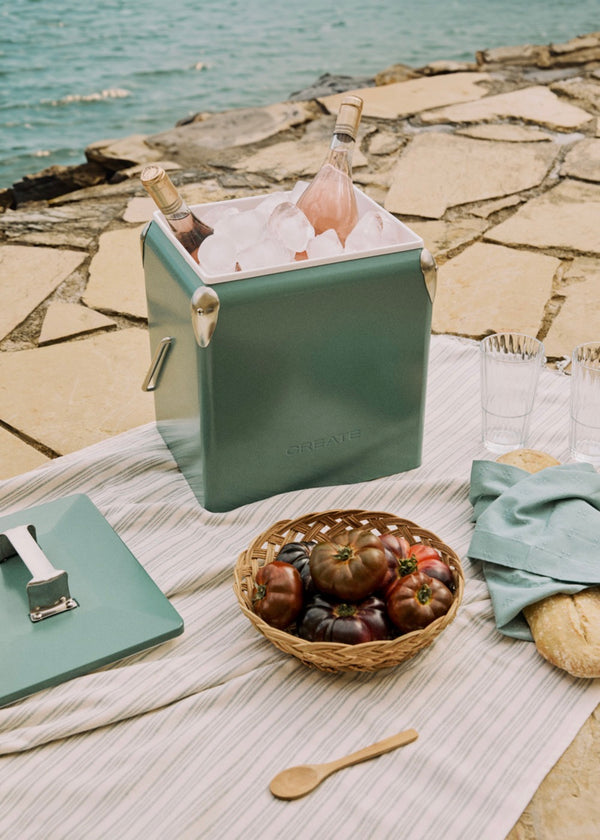 Cooler Retro - Glacière Thermique Portable 13L Avec Décapsuleur - Vert Sauge