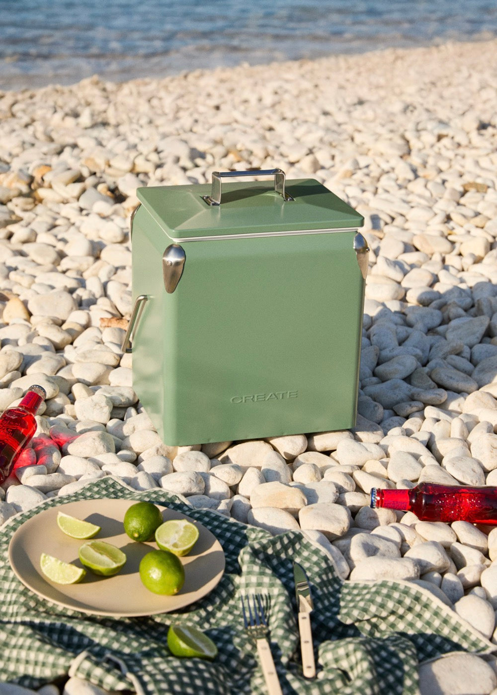 Cooler Retro - Glacière Thermique Portable 13L Avec Décapsuleur - Vert Sauge