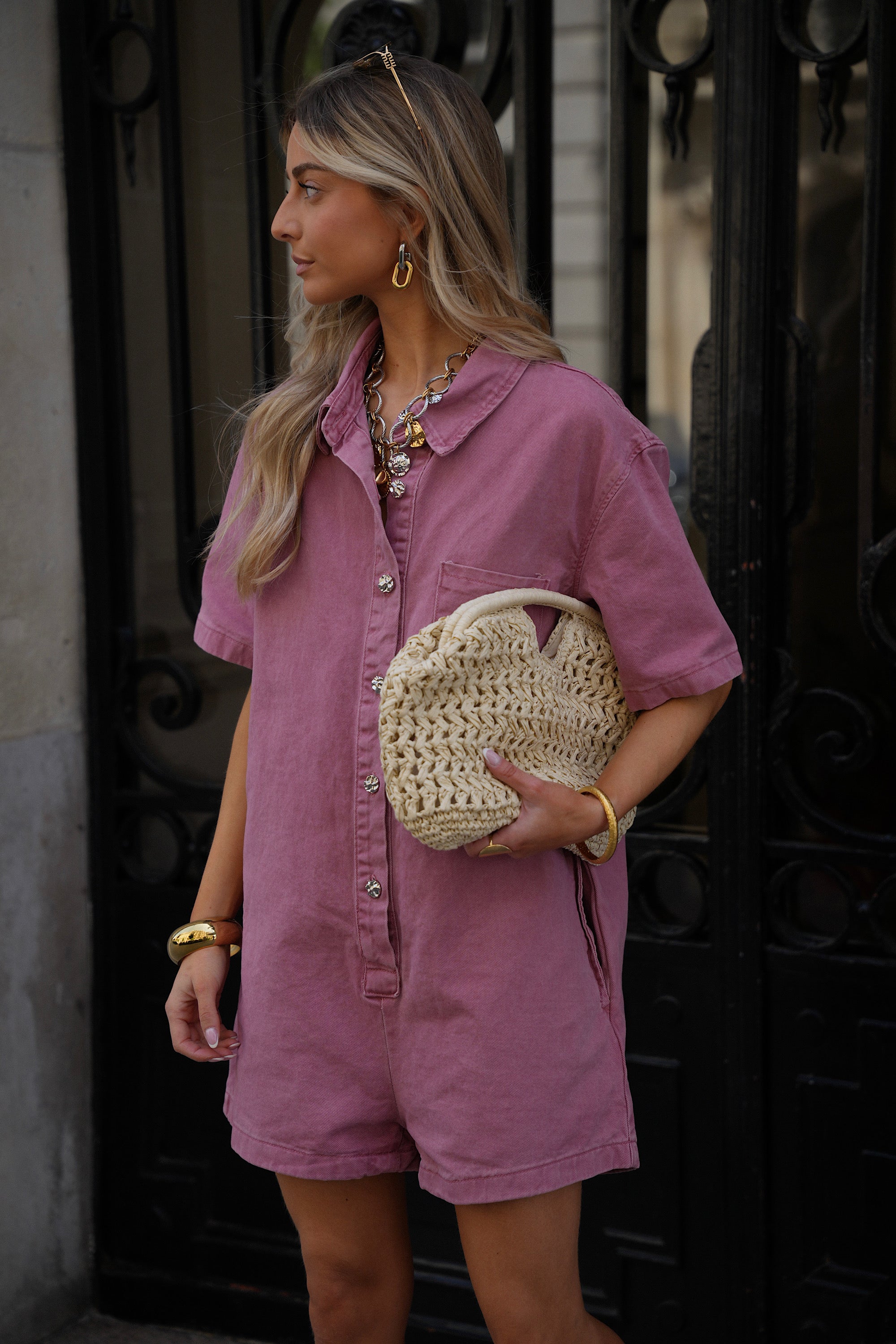Combishort En Jean Suzon - Vieux Rose