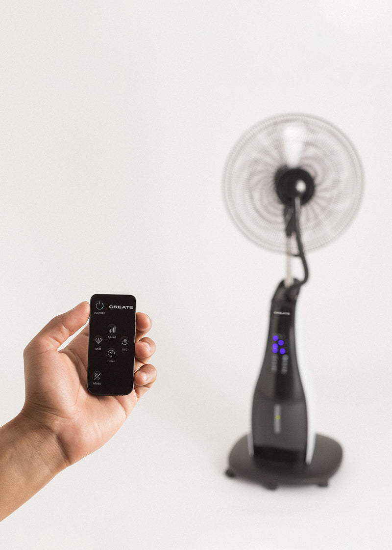 Air Mist - Ultra-Quiet Oscillating Nebulizing Fan - White / Black