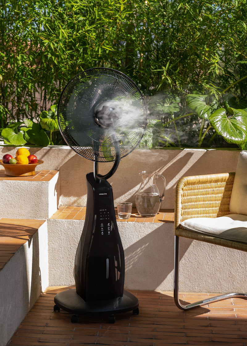 Air Mist - Ultra-Quiet Oscillating Nebulizing Fan - Black