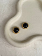 Nina Ricci - Vintage Earrings - Round And Black Cabochons