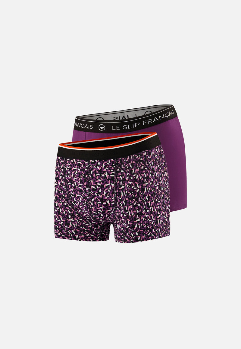 Lot De 2 Boxers En Coton - Boxers Prune Gavotte Prune