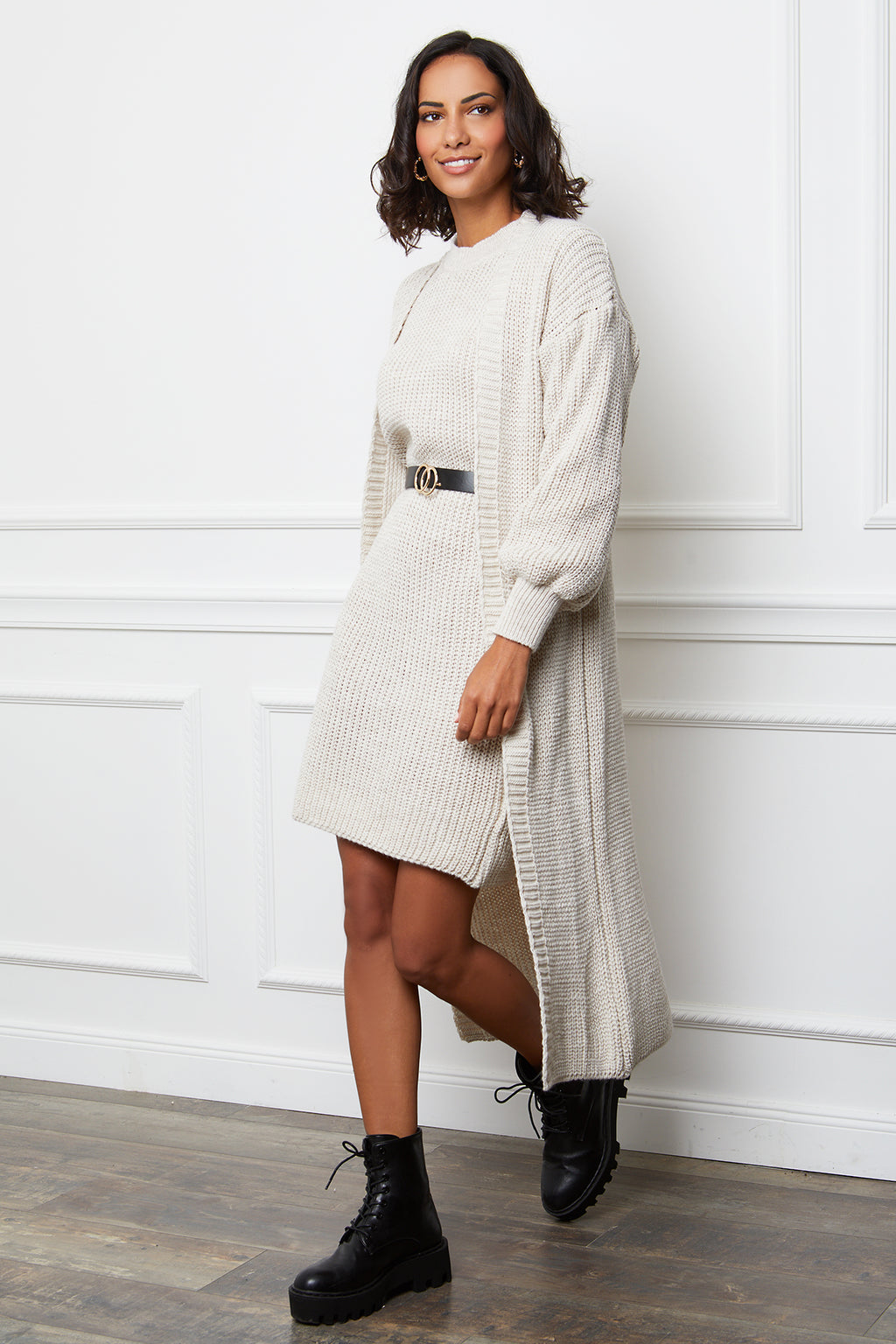Cardigan & Dress - Beige