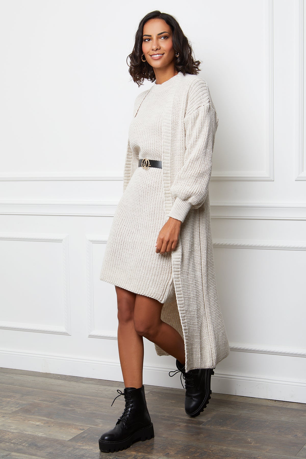 Cardigan & Dress - Beige