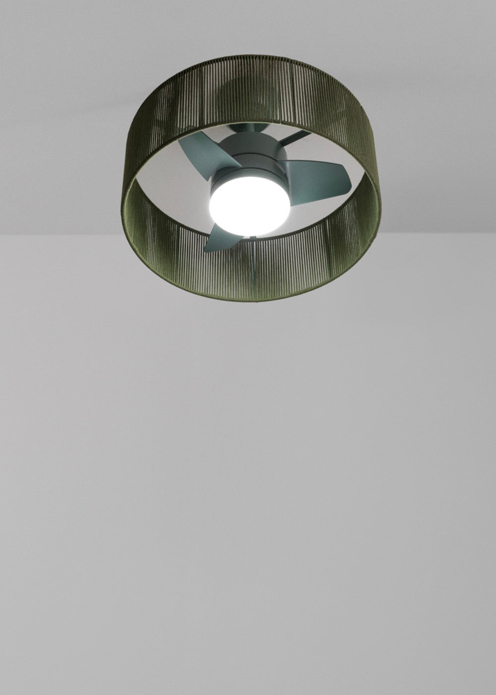 Wind Lamp Woven - Ventilateur De Plafond Silencieux 25W Avec Lumière Led - Vert Sauge
