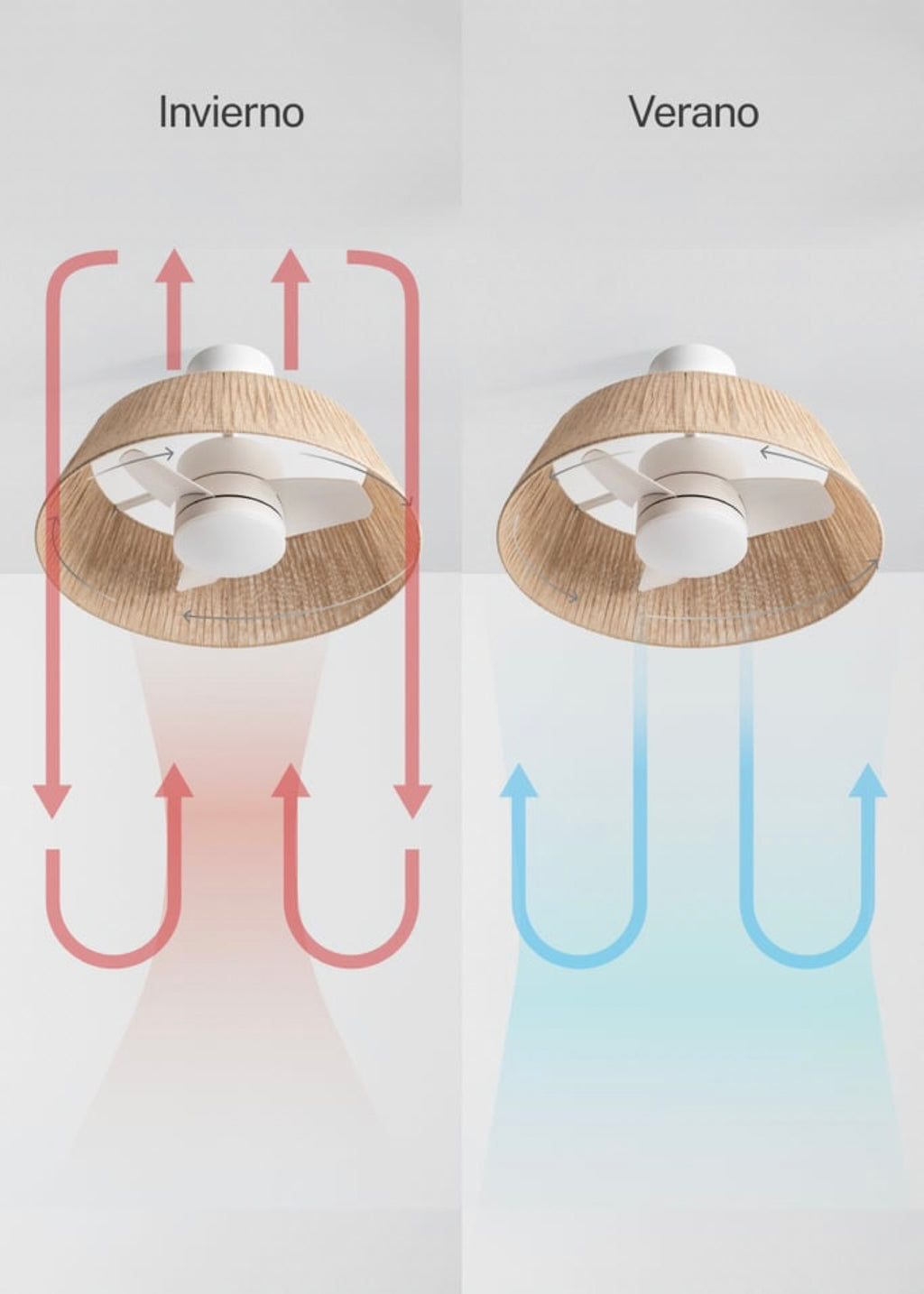 Wind Lamp Natural Woven - Quiet 25W Ø60cm Ceiling Fan with LED Light - Off-White# Off-White# With Light# No# ABS